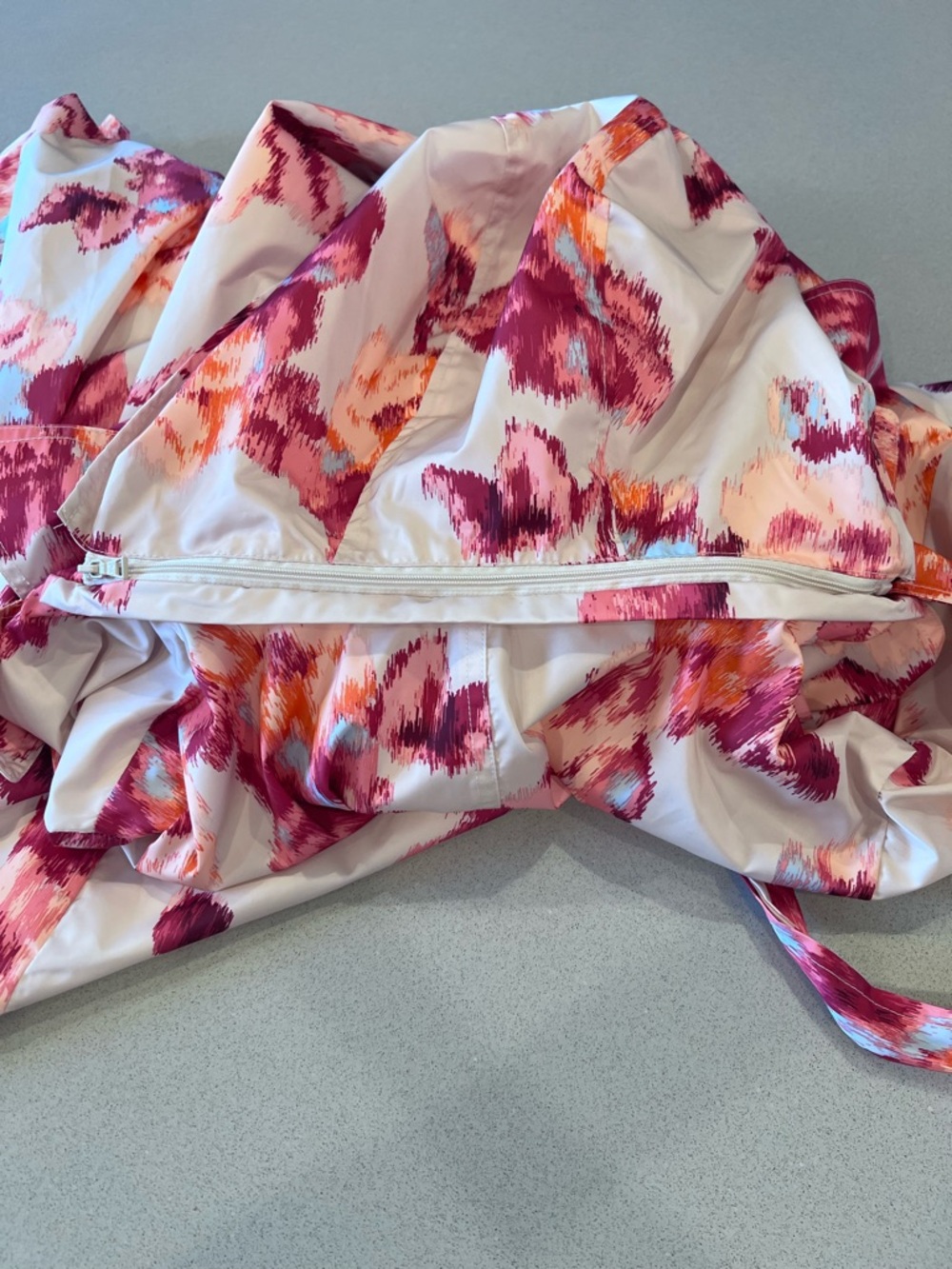 Chico's Ikat Floral Belted Removable Hood Rain Trench Coat Sz 3   16/18 - Picture 10 of 13